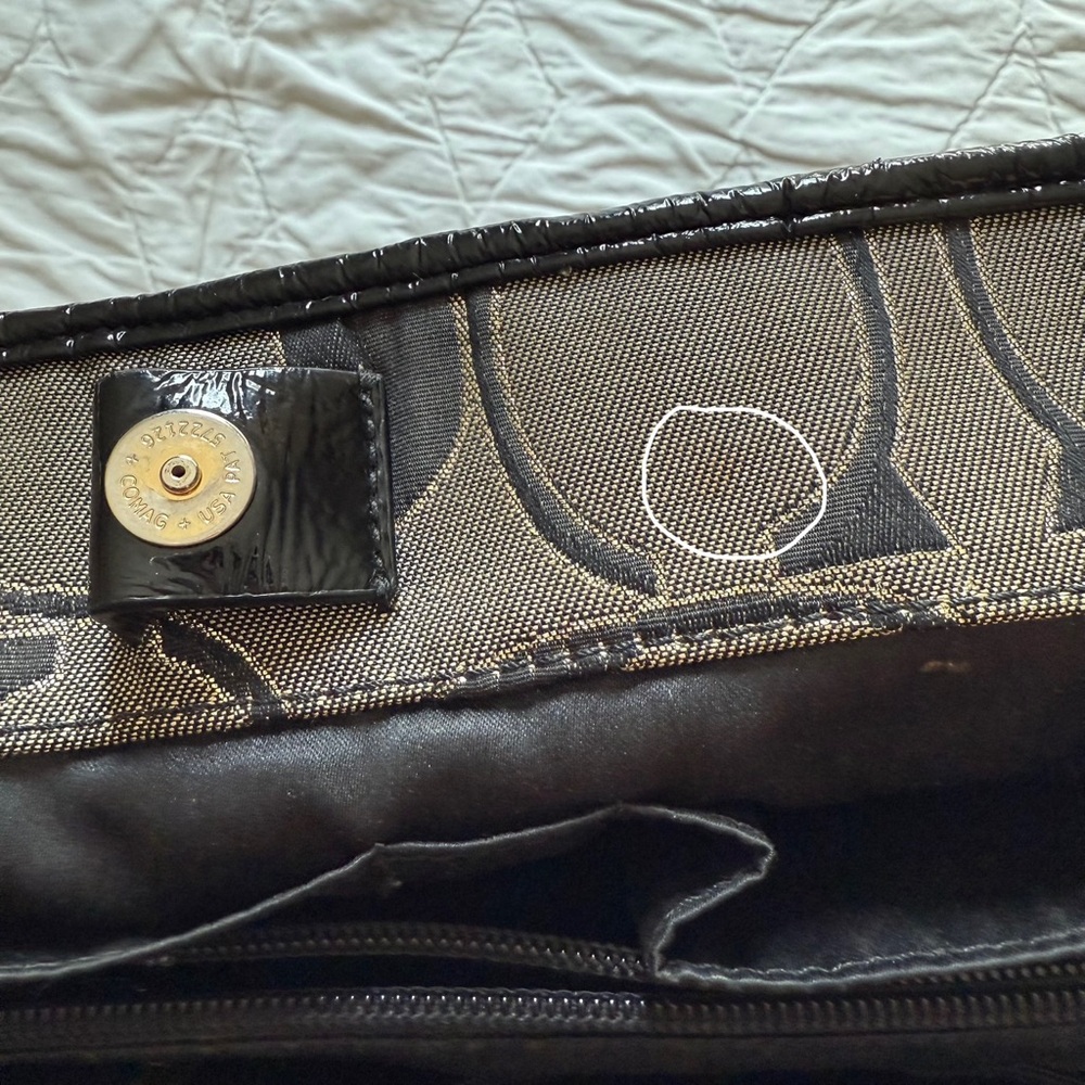 Coach Vintage Black and Grey Signature C Gold Chain and Snap Tote Shoulder Bag - Picture 13 of 15